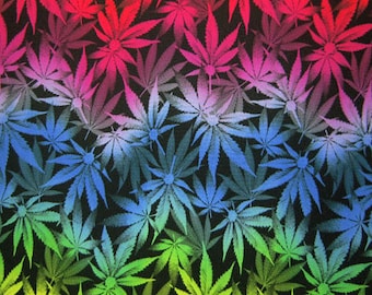 Marijuana Gradient Print on Poly Spandex Fabric |  (4 Way Stretch/Per Yard)