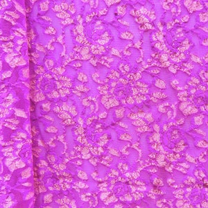 Floral Print Lace Fabric (Raspberry) | (2 Way Stretch/By The Yard)