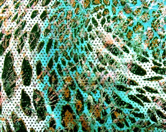 Leopard Print with Multi Colored Foil on Poly Spandex Fabric (Limited) | (2 Way Stretch/Per Yard)