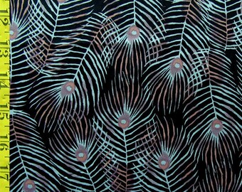Peacock Feather Print on Nylon Spandex Fabric | (4 Way Stretch/Per Yard)