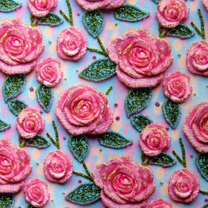 Rosy Floral Print on Poly Spandex Fabric | (4 Way Stretch/Per Yard)
