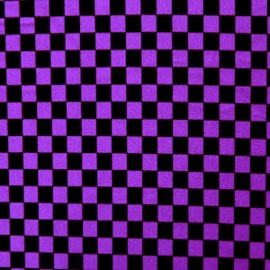 Checkerboard Print on Poly Spandex Fabric (Purple/Black) | (4 Way Stretch/Per Yard)