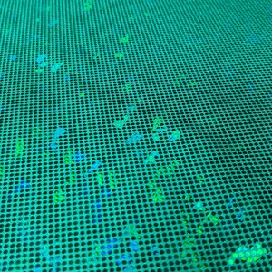 Kelly Green & Green Shattered Glass w/ Holographic Foil Spandex Fabric | (4 Way Stretch/Per Yard) image 4