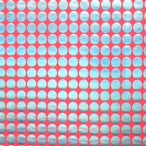 Metallic Polka Dot Druck auf Poly Spandex Stoff (Silber/Rosa) | (4-Wege-Stretch)