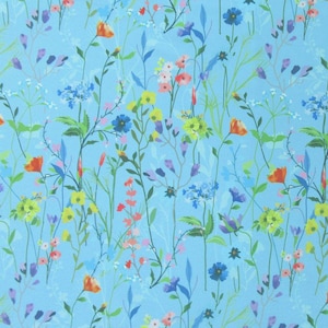 Multiverse Floral Print on Poly Spandex Fabric (Sky Blue) | (4 Way Stretch/Per Yard)
