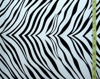 Exotic Zebra Print on Nylon Spandex Fabric (White) | (4 Way Stretch/Per Yard)