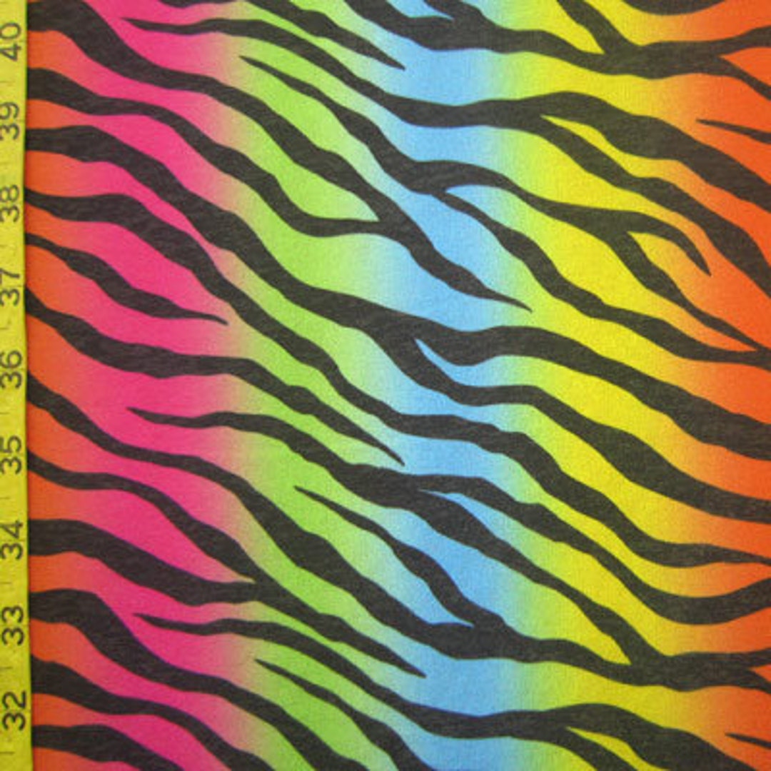 Rainbow Zebra Print on Lightweight Poly Spandex Fabric (rainbow) | (2 ...