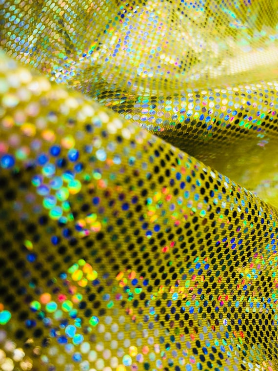 Hologram Foil Spandex Fabric Gold, by the yard