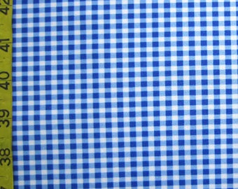Gingham Print on Poly Spandex Fabric (Blue) | (4 Way Stretch/Per Yard)