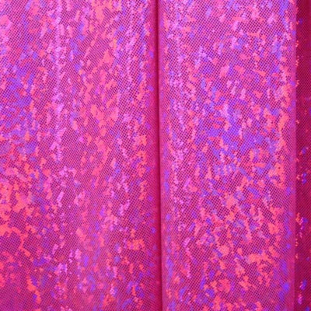 Vibrant Red Broken Glass Hologram Nylon Lycra Spandex Fabric 4 Way Stretch  By The Yard for swimwear dancewear sportwear dress (242-4) Spandex Fabric