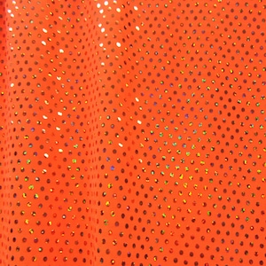 Pois con stampa olografica su tessuto Poly Spandex (rame/arancione) / (elastico in 2 direzioni/tagliato su misura)