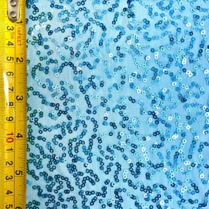 Curvy Squiggly Sequins on Nylon Spandex Fabric (Baby Blue)  | (4 Way Stretch/By The Yard)