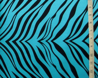 Exotic Zebra Print on Nylon Spandex Fabric (Tropical Turquoise) | (4 Way Stretch/Per Yard)