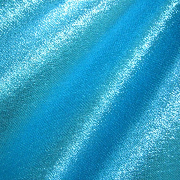 Lame Fabric with Metal Coating (Turquoise) | (2 Way Stretch/Per Yard)
