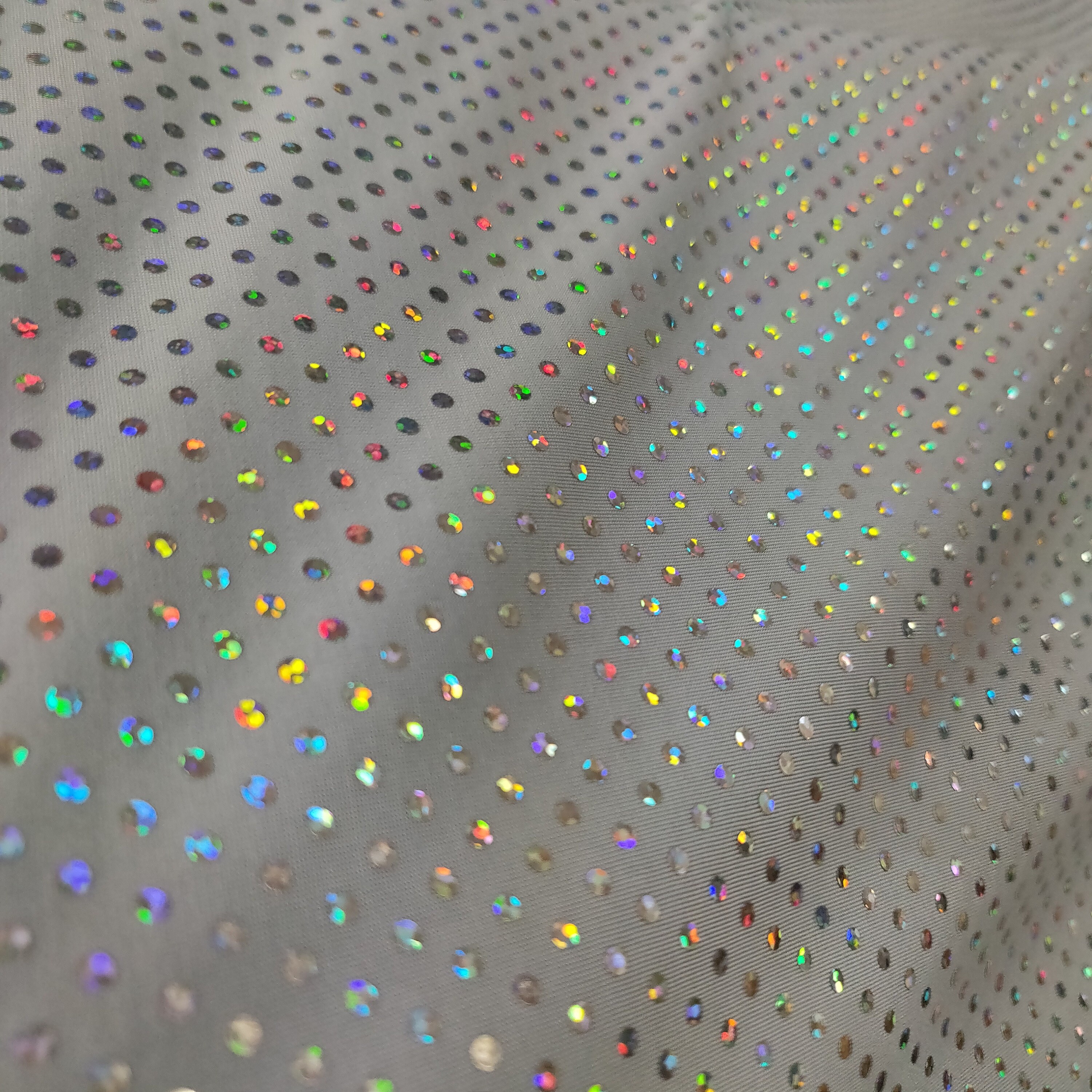 Dots with Holographic Foil Print on Poly Spandex Fabric | Etsy