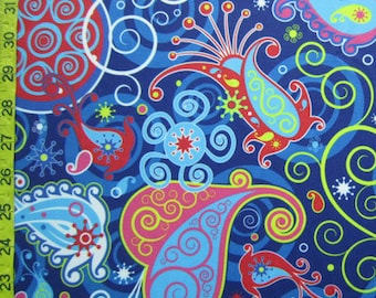 Paisley Printed on Poly Spandex Fabric | (4 Way Stretch/Per Yard)
