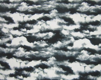 Estampado de nubes sobre tela de poliéster y elastano (elástico en 4 direcciones, cortado a medida)