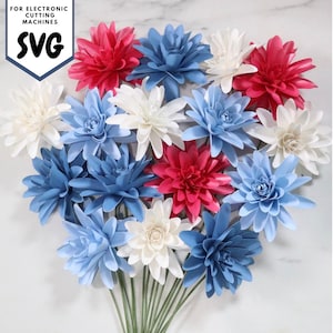 Paper Dahlia | Paper Flowers | Paper Flower Template | Dahlia Template | Mini Paper Flowers | Flower Templates | DIY Flowers | Paper Bouquet