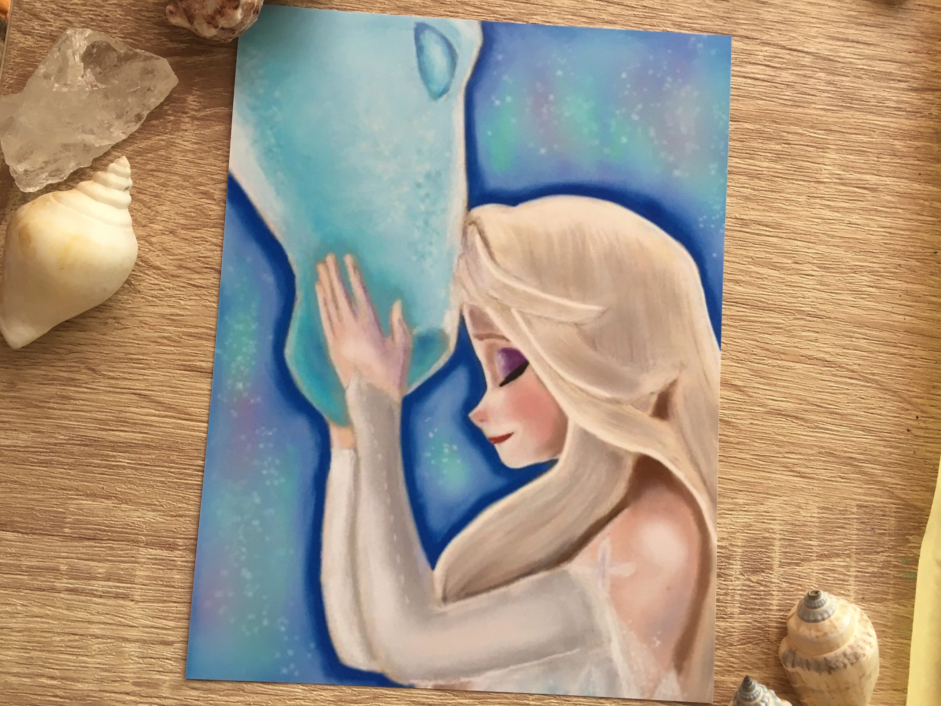 Original Disney Frozen 2 Elsa & Nokk/ Anna Soft Pastel Art Print (Ind…