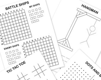 Afdrukbare pen- en papiergames, klassieke reisgames, pdf-download