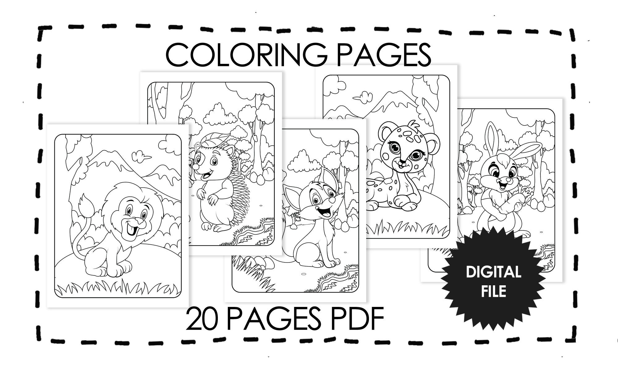 Wild Animals Coloring Pages, 20 Printable Coloring Pages for Kids