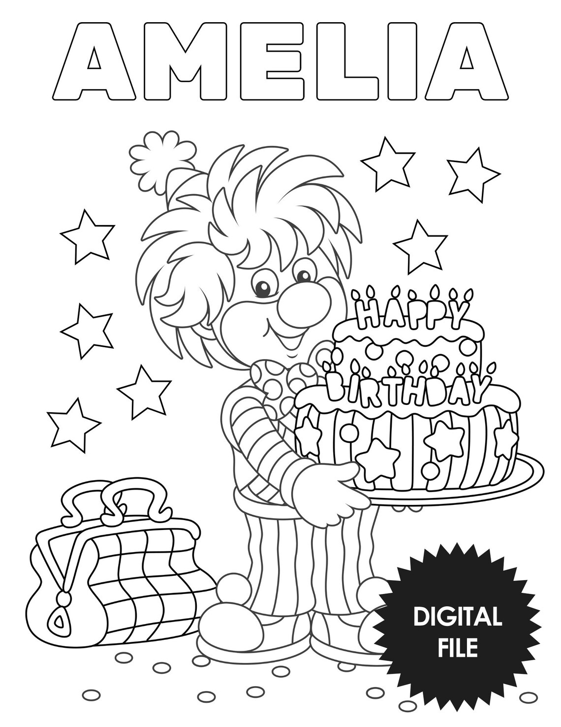 Personalized Birthday Coloring Pages for Kids, Custom Name & Age