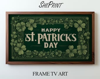 Happy St Patrick's Day Frame TV Art, Digital Banner, Instant Download