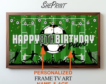 Personalized Soccer Birthday TV Art for Boys | Digital Download