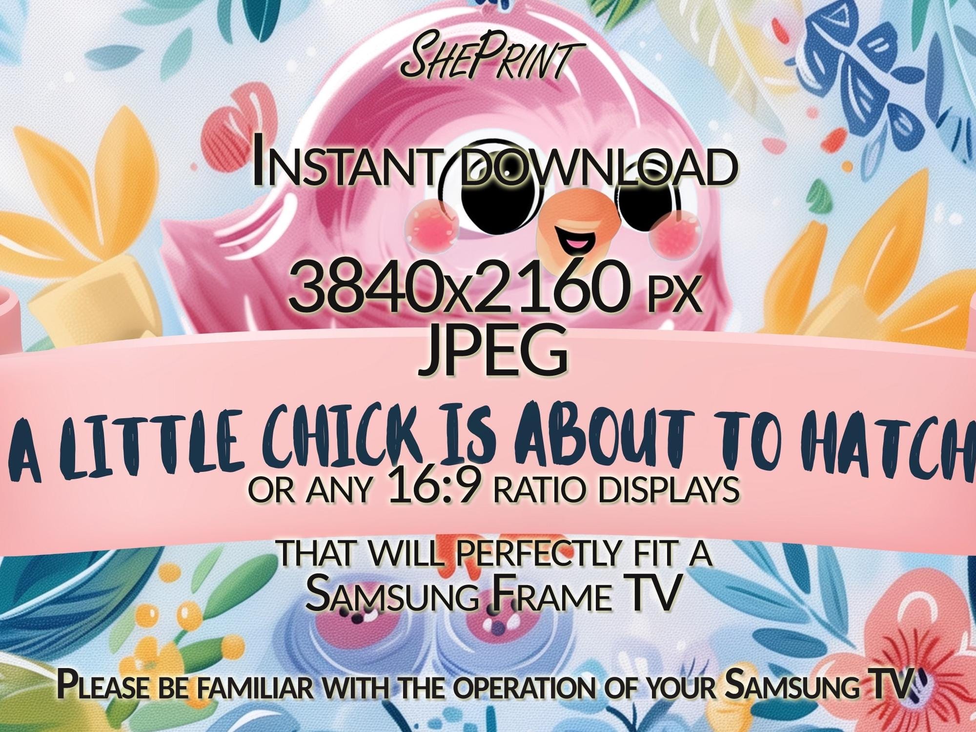 Chick Hatching Baby Shower Frame TV Art, Digital Download - Etsy Canada