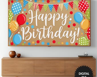 Handcrafted Style Birthday Frame TV Art for Kids | Instant Download