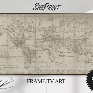 Vintage World Map TV Art for Samsung Frame (Digital Download