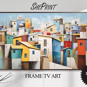 Coastal Houses Cubism Art voor Samsung Frame TV (digitale download)