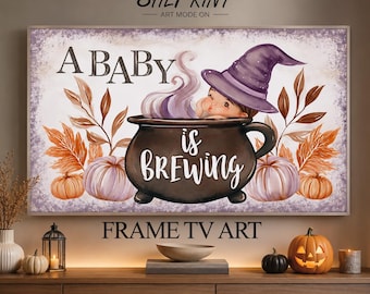 Halloween-Babyparty-TV-Dekoration | Hexen-Thema „Ein Baby braut sich zusammen“ (Digitaler Download)