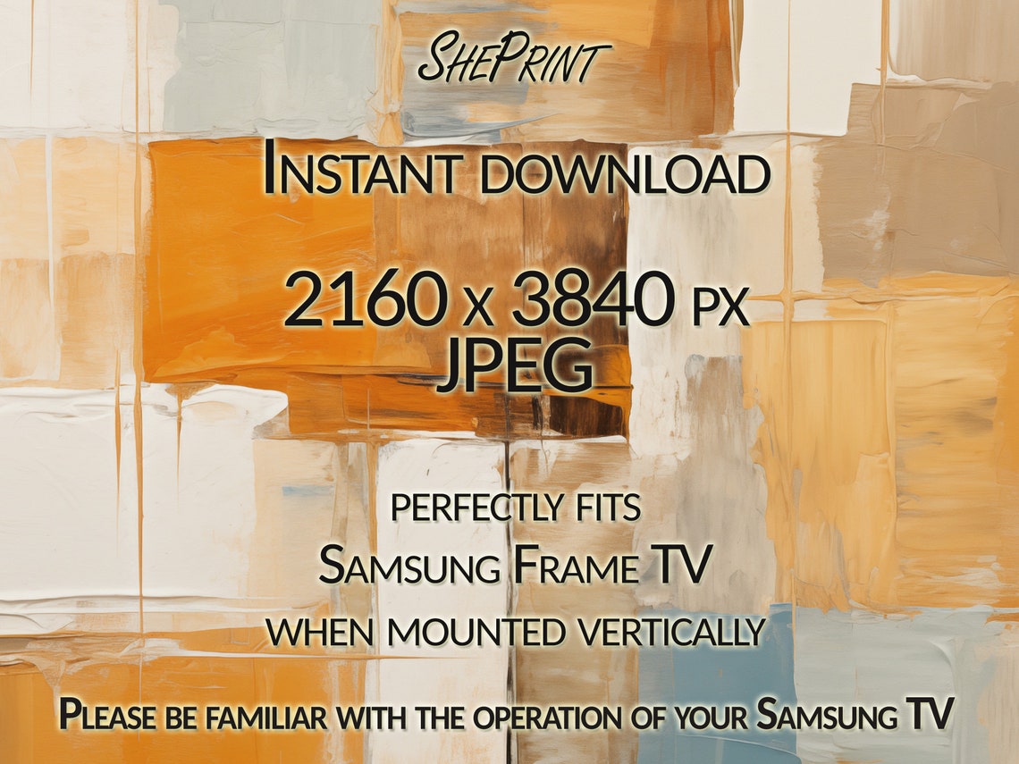 Vertical & Horizontal Frame TV Art, Warm Earthy Tones Abstract Art, Oil ...
