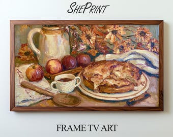 Autumn Still Life Painting TV Art | Rustic Fall Digital Artwork | Instant Digital Download
