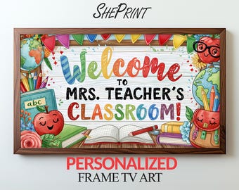 Personalisierte TV-Hintergrundwand fürs Klassenzimmer | Lehrerdisplay zum Schulanfang | Digitaler Download innerhalb von 24 Stunden
