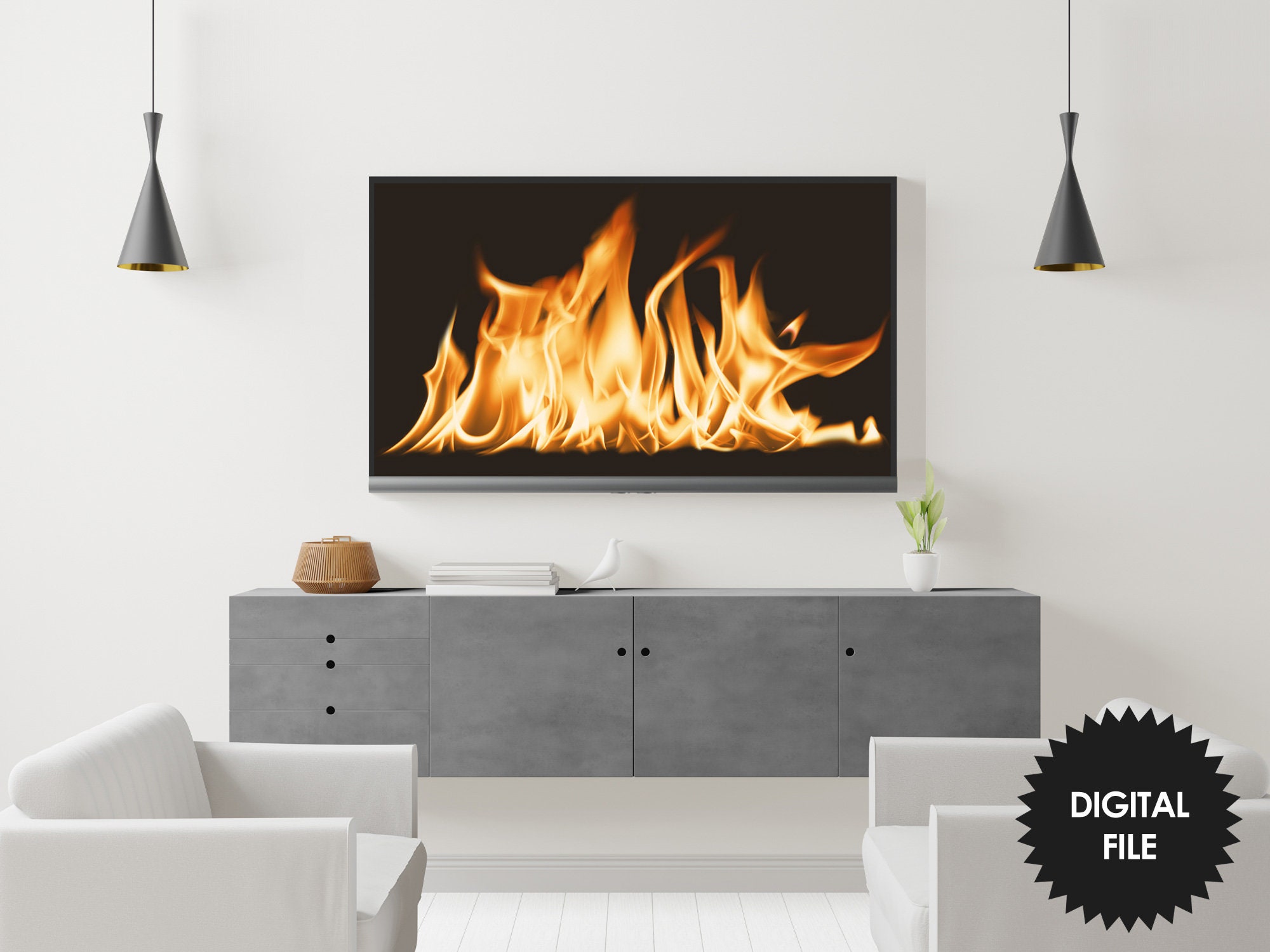 Samsung Frame TV Art Fireplace Christmas Tv Art Winter Fireplace Flames ...