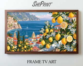 Amalfi Coast Lemons TV Art | Sommerliches Meeresbild | Digitaler Download