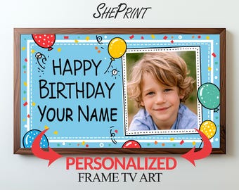 Personalisierter Bilderrahmen mit TV-Motiv zum Geburtstag für Jungen | Individuelles Foto, Name (Digitaler Download innerhalb von 24 Stunden)