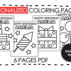 Personalized Birthday Coloring Pages: Custom Name & Age (6 Pages PDF)