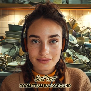 Funny Messy Kitchen Zoom Background, 16:9 Landscape (Digital Download)