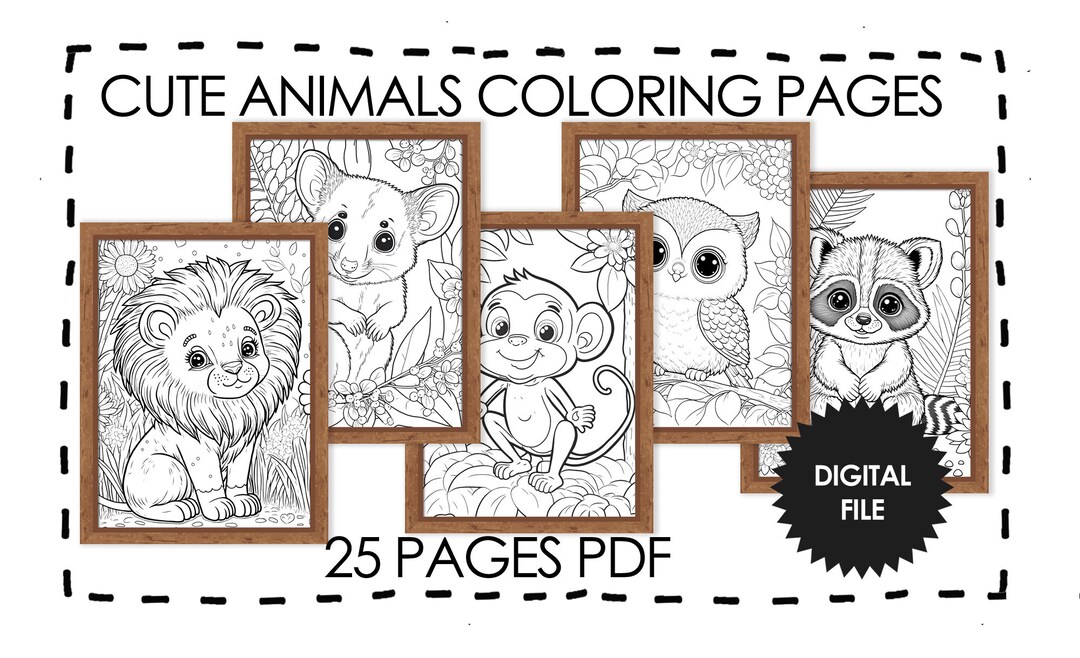 Cute Baby Animals Coloring Pages, Kids Activity (PDF) - Etsy