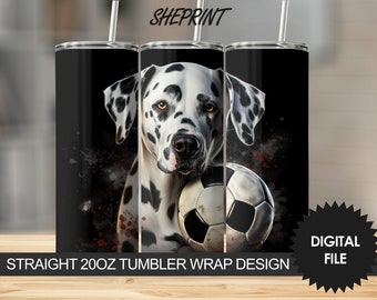 Dalmatian Dog Soccer Tumbler Design, 20oz PNG + Free Designs | Digital Download