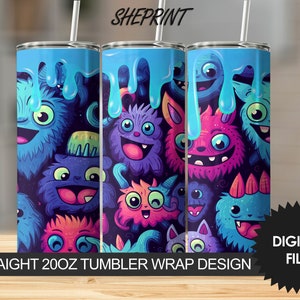 Funny Halloween Cats 20oz Sublimation Tumbler Design, Straight and Tapered 9.2 x 8.3” Tumbler PNG, 9 Free Designs Included, Digital Download