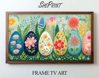 Easter Eggs Frame TV Art | Folk Style | Digital Download