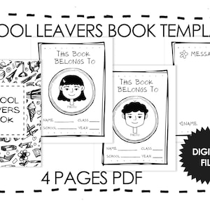 Printable School Leavers Book: Keepsake Message Scrapbook (PDF)