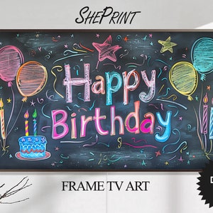 Samsung Bilderrahmen TV Art Für Kinder | Alles Gute zum Geburtstag Geschrieben an Schultafel | Digital TV Art | 3840 x 2160 Pixel JPEG | Sofort Download