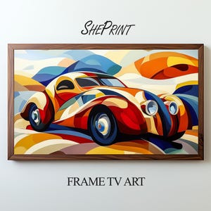 Frame TV Art | Colorful Old-timer Car Cubism Abstract Art | Oil Painting TV Art | Digital TV Art | Instant Download