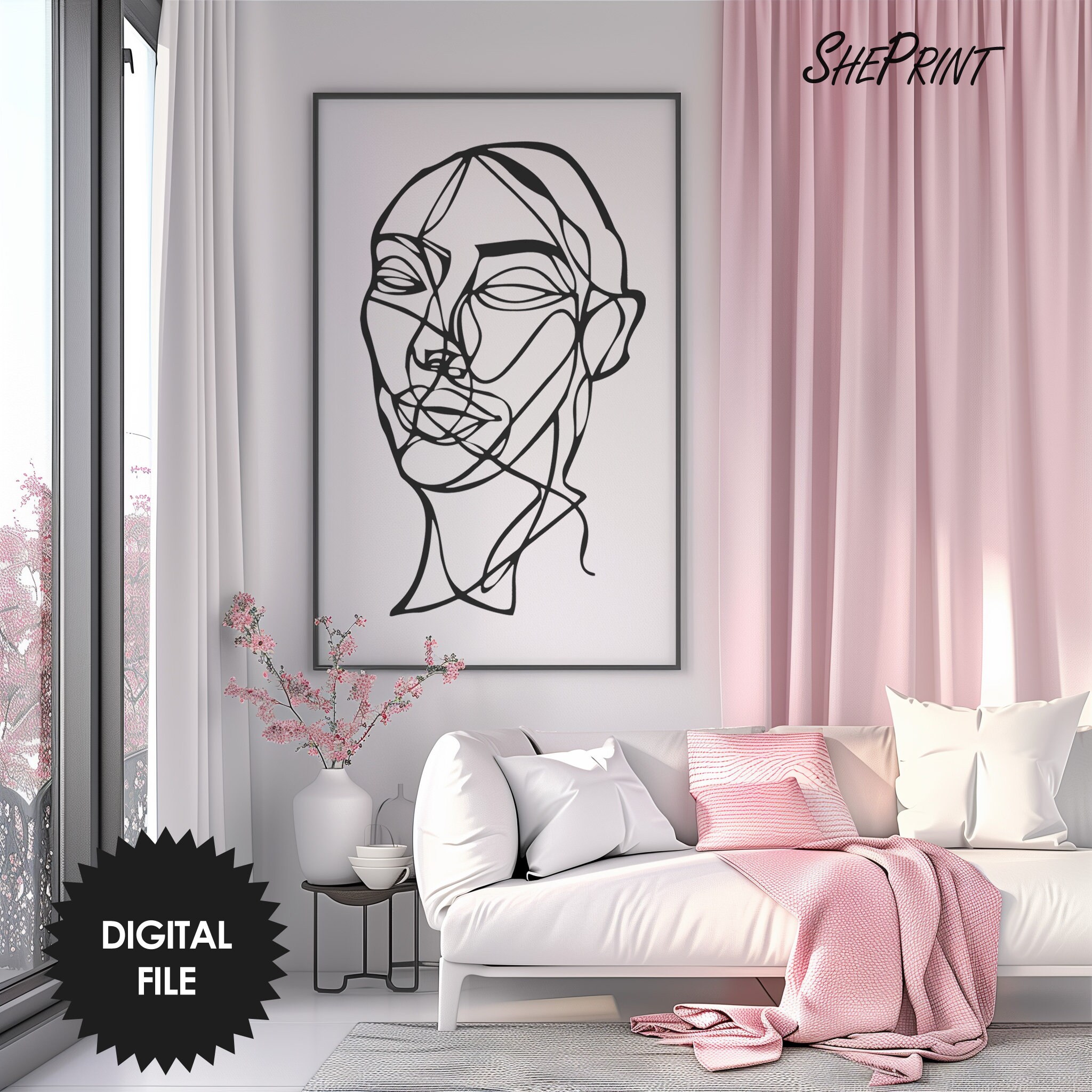 Minimalist Line Art Black White Face Abstract Print Instant minimalist-line-art-black-white-face-abstract-print-instant