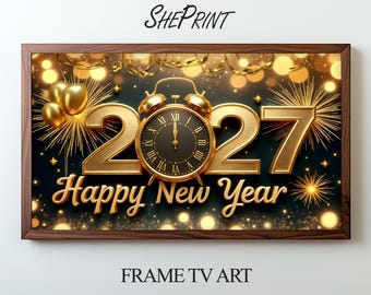 2027 Happy New Year Frame TV Art | Celebration TV Banner | Digital Download